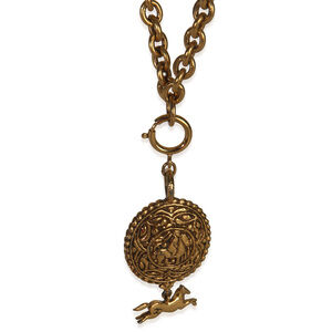 Chanel Gold-Plated  Vintage Horse Medallion Necklace